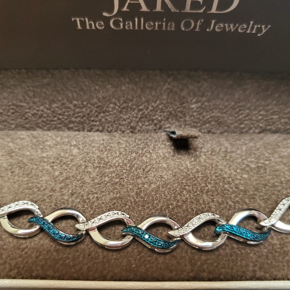 Sterling Blue White Diamond Infinity Bracelet - Picture 5 of 17
